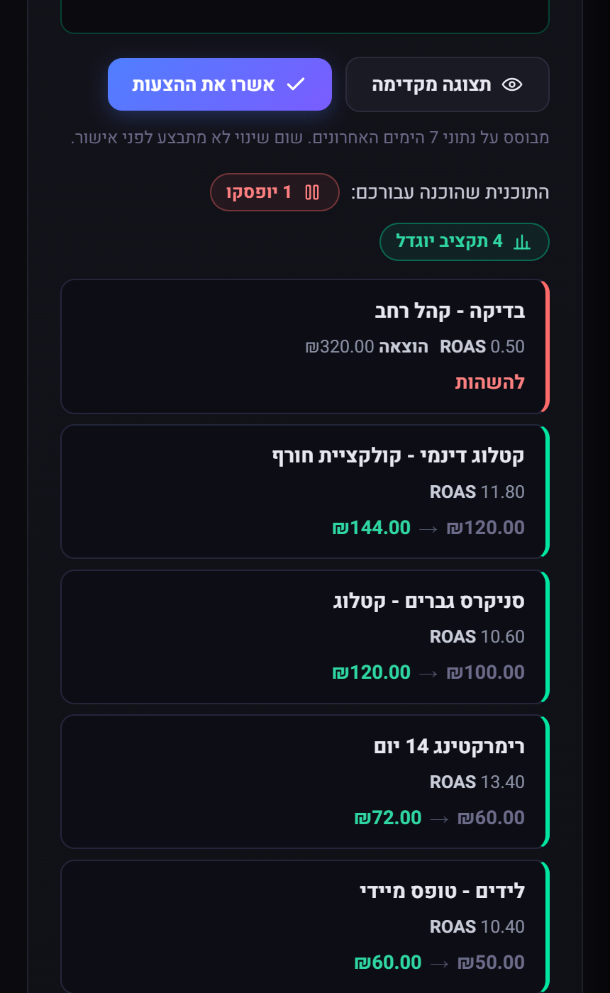 מרכז הפיקוד בטלפון: ספי Auto-Pilot והצעות לאישור